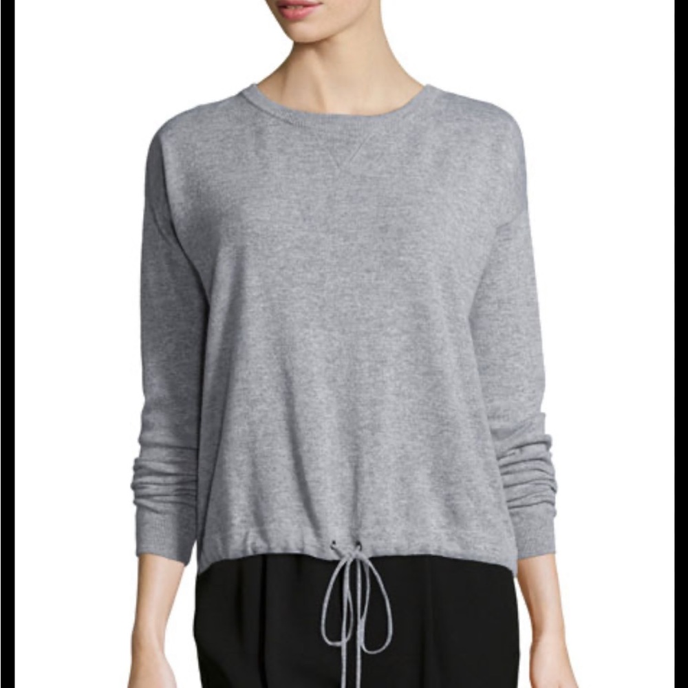 Vince Light Gray Crewneck Drawstring Sweater